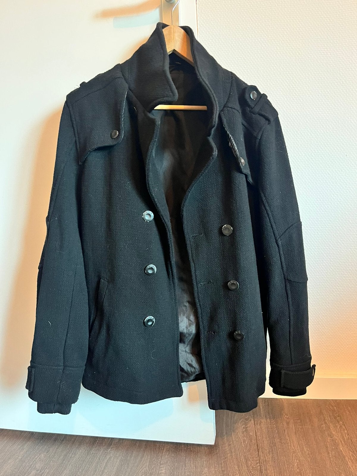 Checker zwarte heren jas, maat S, Ophalen of Verzenden, Zo goed als nieuw, Maat 46 (S) of kleiner, Zwart