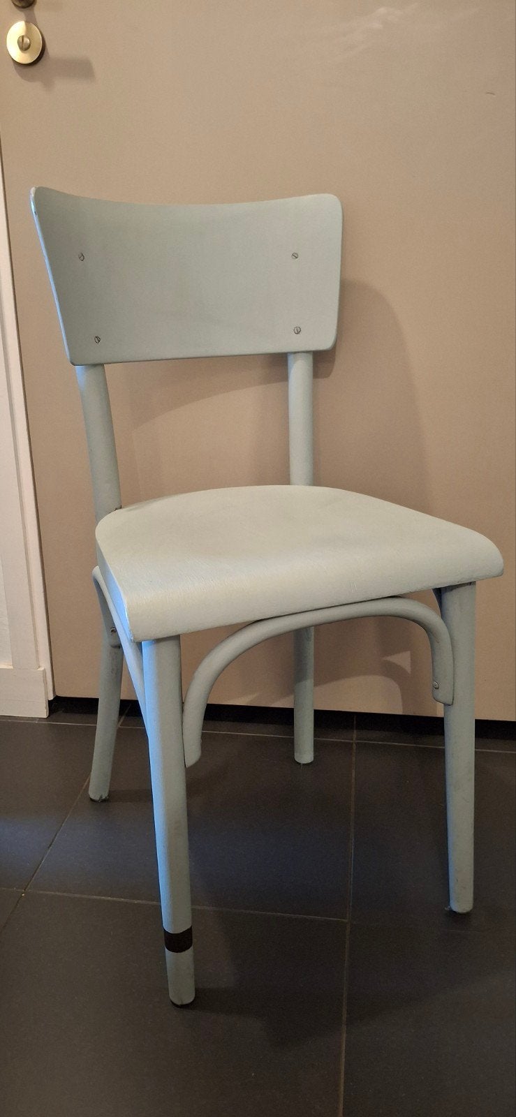 Blauwgrijs thonet stoeltje/cafe stoeltje, Ophalen, Gebruikt, Blauw, Eén