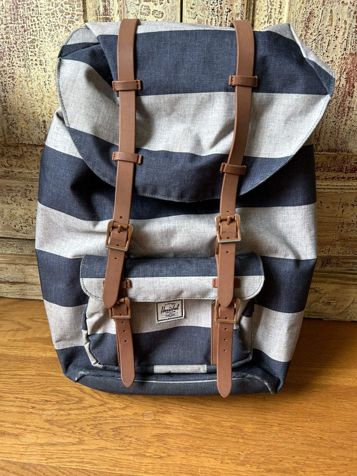 Herschel rugzak blauw grijs gestreept rugtas, Sieraden, Tassen en Uiterlijk, Tassen | Rugtassen, 25 tot 40 cm, Ophalen of Verzenden