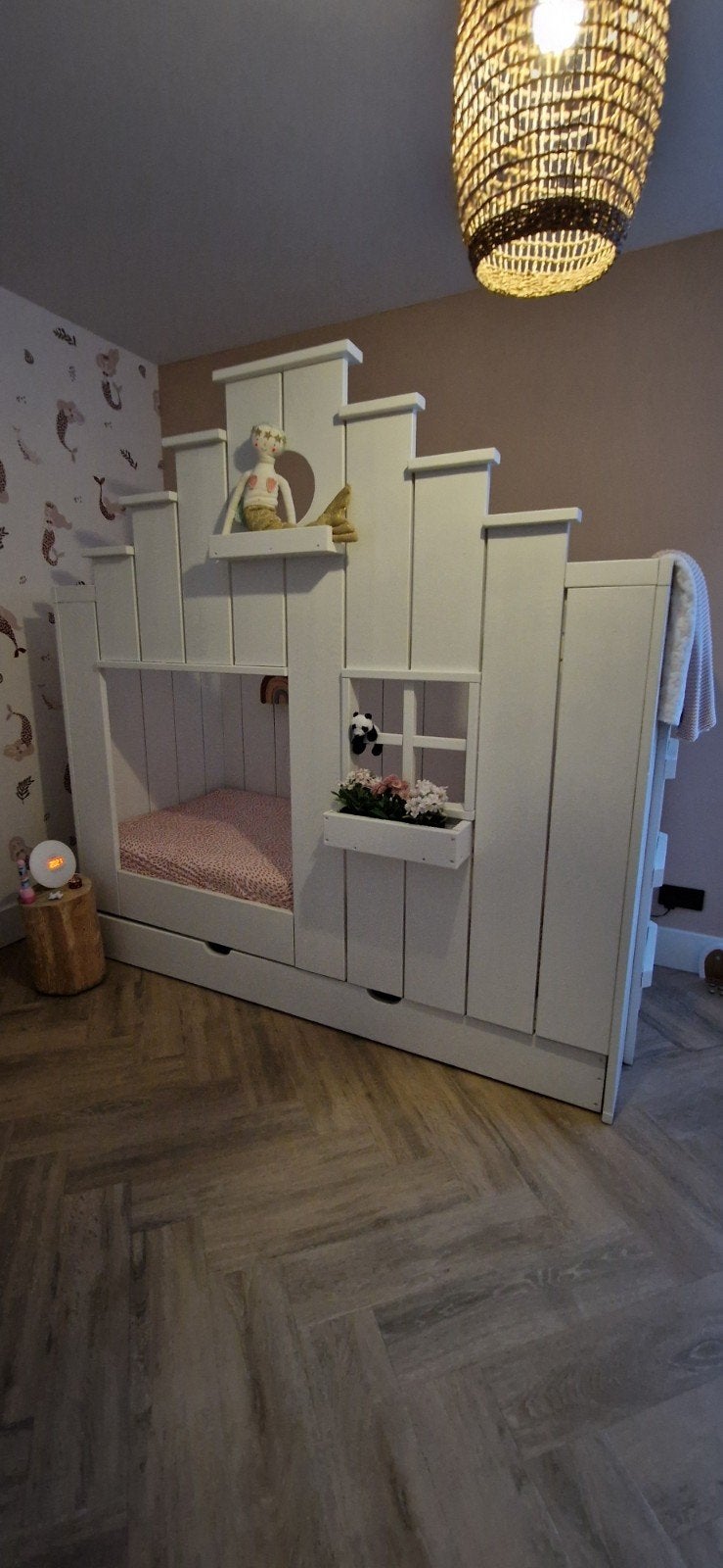 Saartje Prum  huisbed/stapelbed voor kinderkamer, Ophalen, 180 cm of meer, Lattenbodem, 100 cm of meer