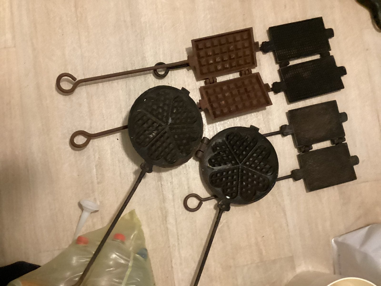 Vintage wafelijzers en tosti-ijzers - Set van 4, Ophalen of Verzenden, Gebruikt