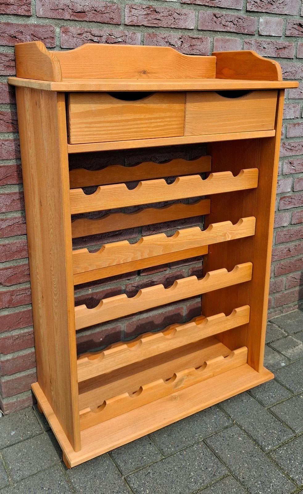 Houten Wijnrek Wijnkast met Lade - 25 Flessen, Ophalen, Zo goed als nieuw, Hout, 15 tot 25 flessen