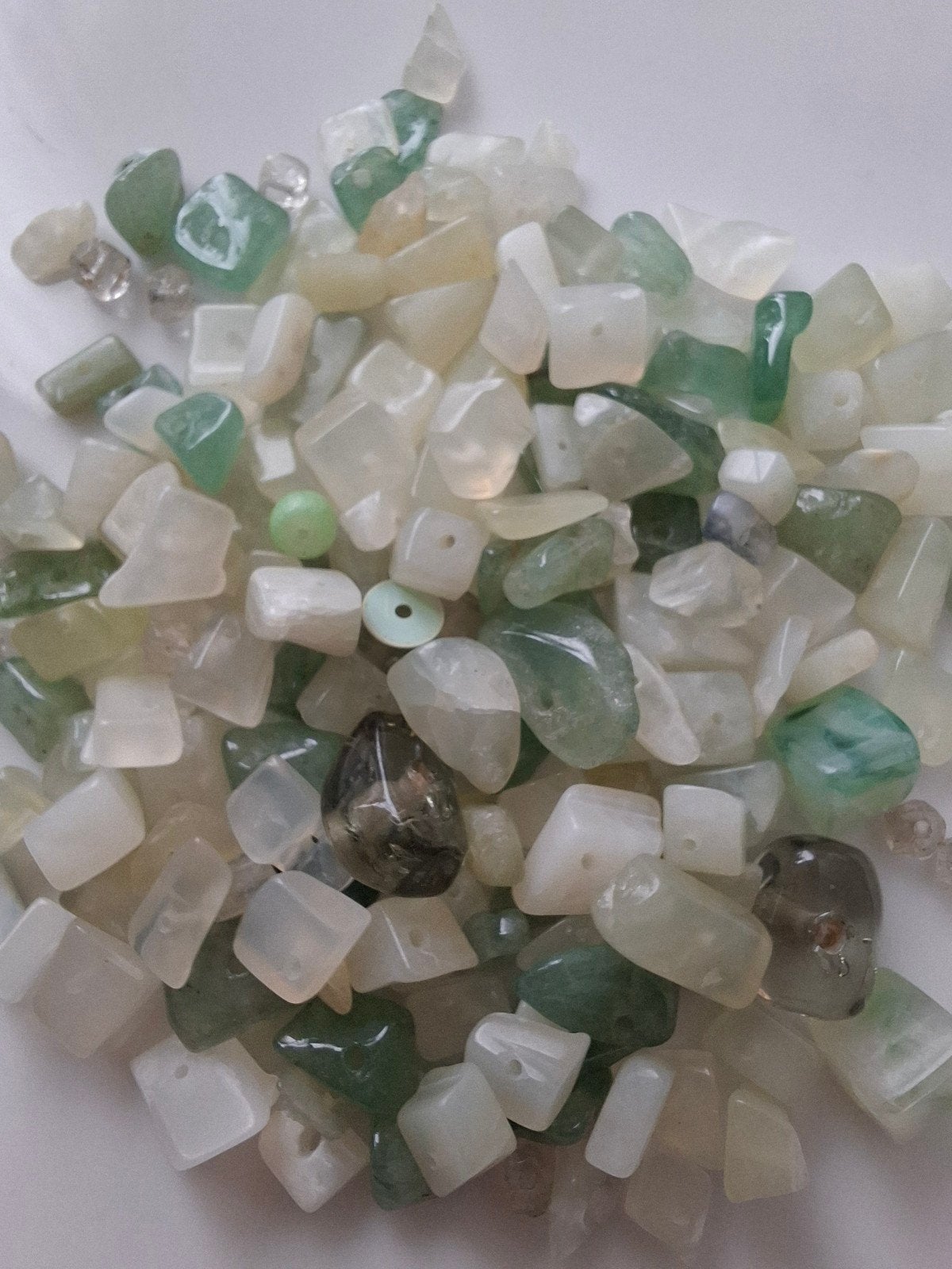 Natuursteen kralen chips groen wit edelsteen, Kraal, -, -, Ophalen of Verzenden