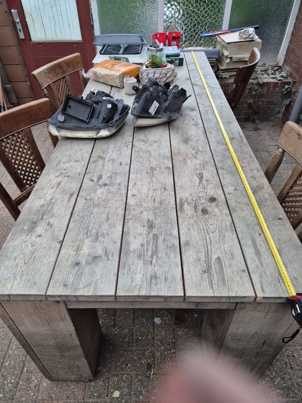 Steigerhout tafel, Ophalen, Gebruikt, Rechthoekig, Hout