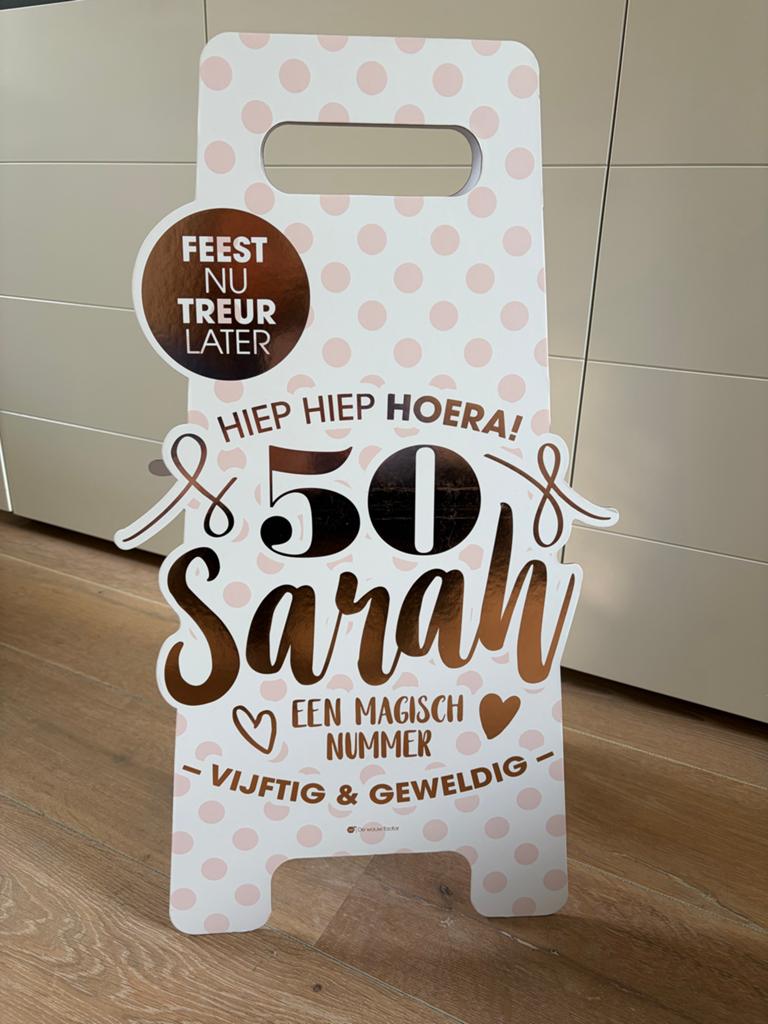 Sarah 50 jaar feestversiering - Vlag en bord, Ophalen, Nieuw, Versiering, Abraham of Sarah
