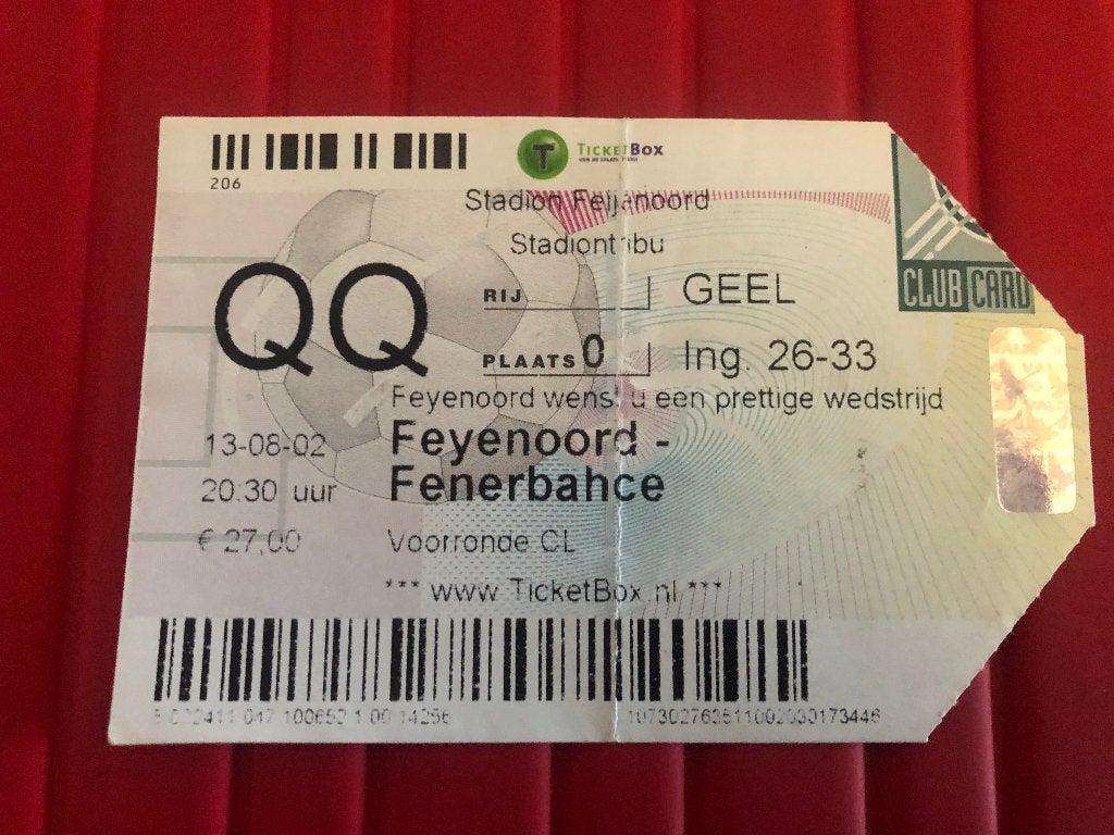 ⚽ Ticket CL Feyenoord - Fenerbahce 2002/2003 ⚽, Verzenden, Zo goed als nieuw, Feyenoord, Overige typen