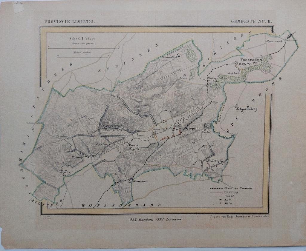 40 / Gemeente Nuth Limburg Litho uit 1866 door J. Kuyper, Ophalen of Verzenden