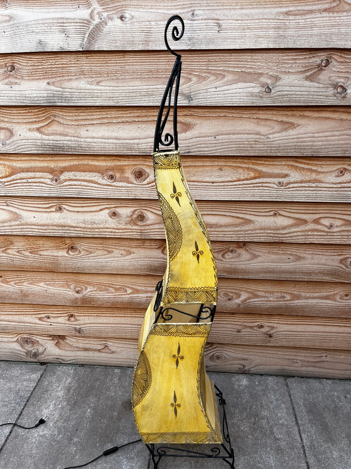 Marrokaanse hennalamp oosterse vloerlamp handgesmeed leer, Huis en Inrichting, Gebruikt, 100 tot 150 cm, Natuurlijk materiaal