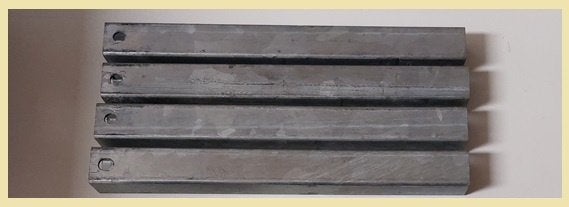 4x Pega steunpijp 30x30x300mm voor kiel- of kimrol trailer, Watersport en Boten, Accessoires en Onderhoud, Ophalen of Verzenden