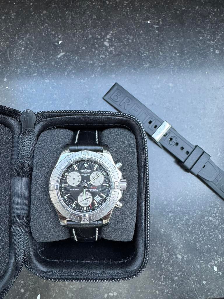 Breitling Colt Chronograph, Ophalen of Verzenden, Zo goed als nieuw, Leer, Breitling