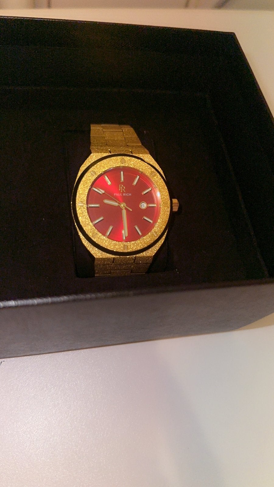 Paul Rich Horloge Goud met Rood Wijzerplaat, Sieraden, Tassen en Uiterlijk, Overige merken, Overige materialen, Polshorloge, Nieuw