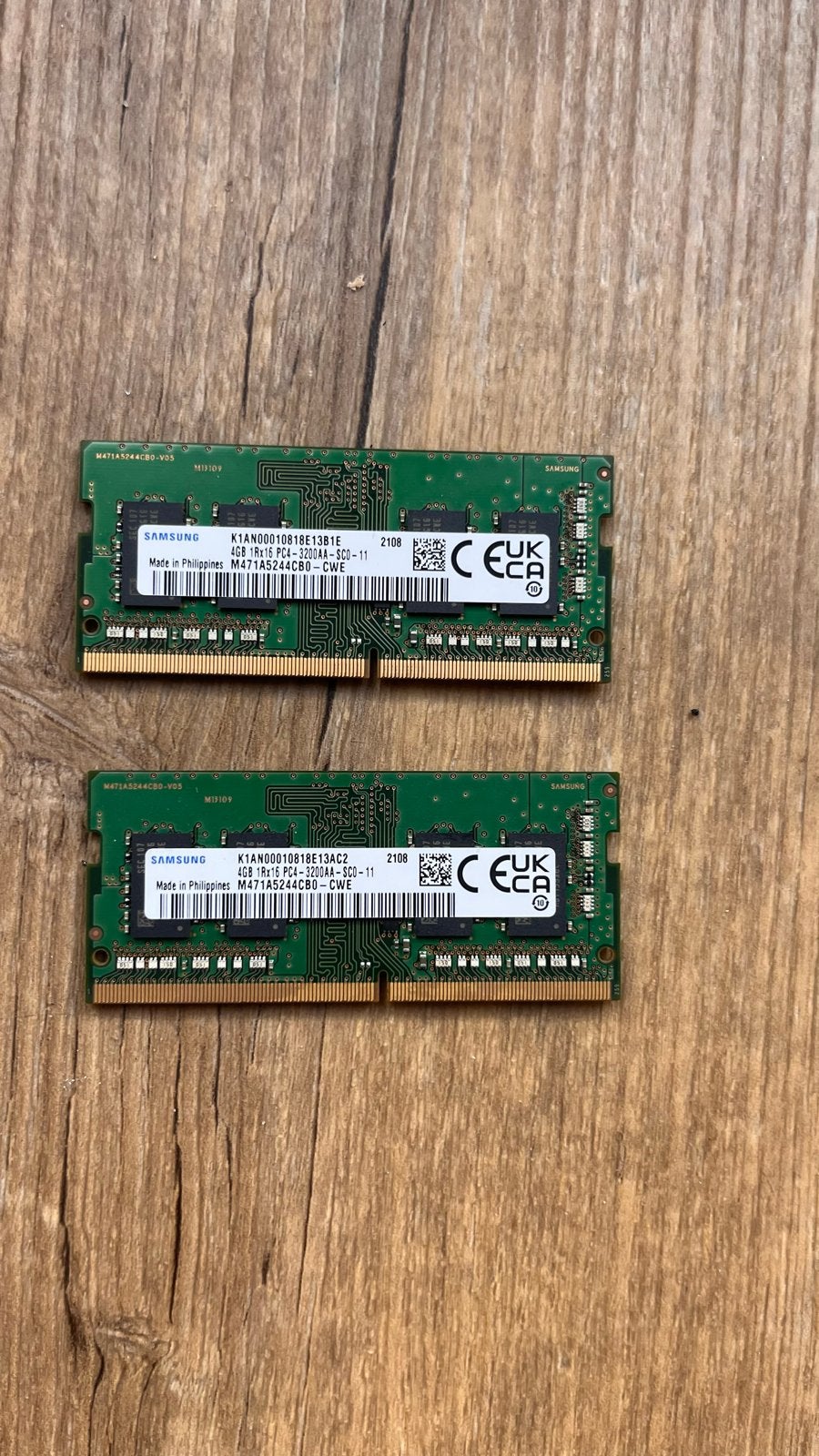 2x 4GB Samsung DDR4 RAM Geheugen voor Laptop (PC4-3200AA), DDR4, Ophalen of Verzenden, Zo goed als nieuw, Laptop