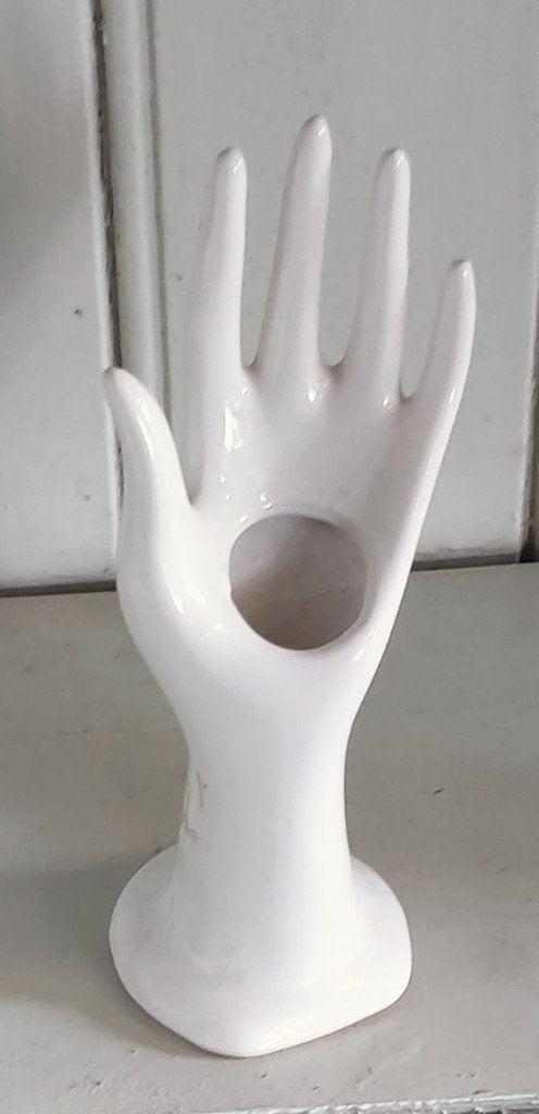 Retro handvormige vaas  hoog 21 cm In zeer goede staat, Huis en Inrichting, Ophalen of Verzenden, Zo goed als nieuw, Overige kleuren