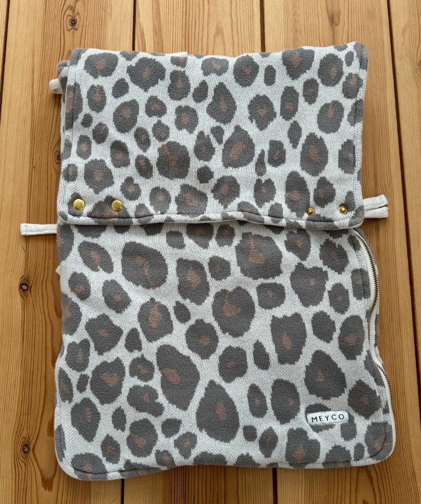 Meyco Panter Voetenzak Maxi Cosi - Wit Bruin Grijs, Kinderen en Baby's, Dekens, Slaapzakjes en Inbakerproducten, Meyco, Ophalen of Verzenden