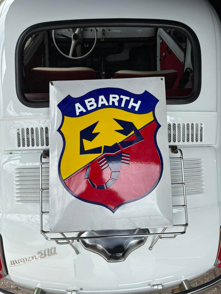 Echte Abarth emaille garagebord, Ophalen of Verzenden