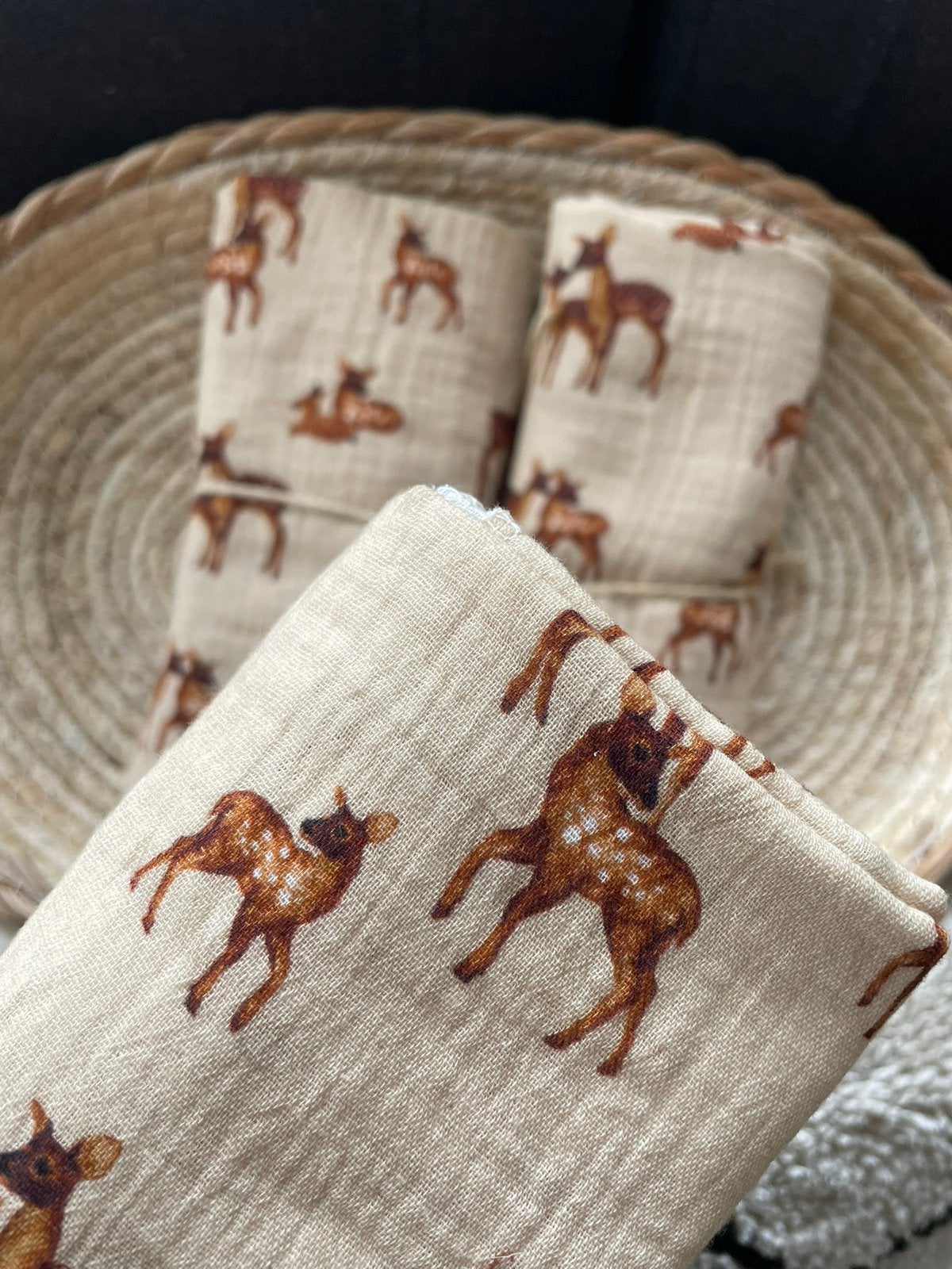 Hydrofiele doeken beige hertjes 3x, Info@handmade-for-you.nl, 7908RH 18, Handmade-for-you, Nieuw