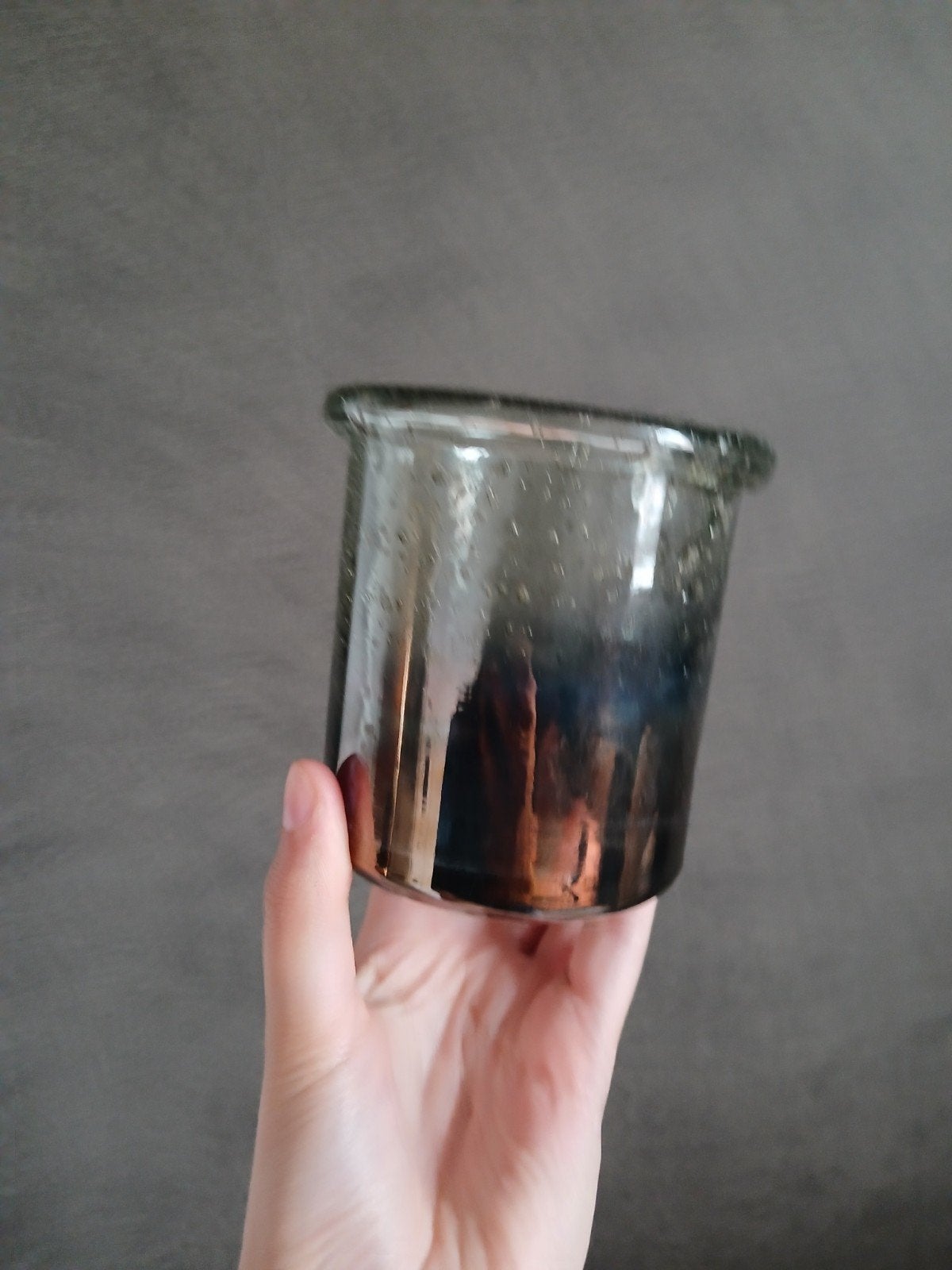 Bubbelglas windlicht, smoke, Ophalen of Verzenden, Gebruikt, Grijs, Glas