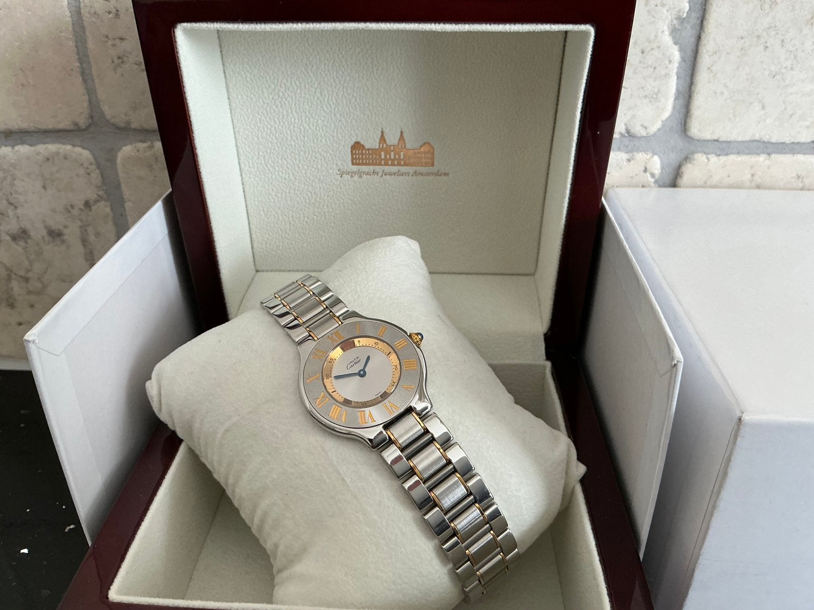 Cartier 21 dames horloge goud / staal le must de cartier ✅, Staal, Staal, Polshorloge, Zo goed als nieuw