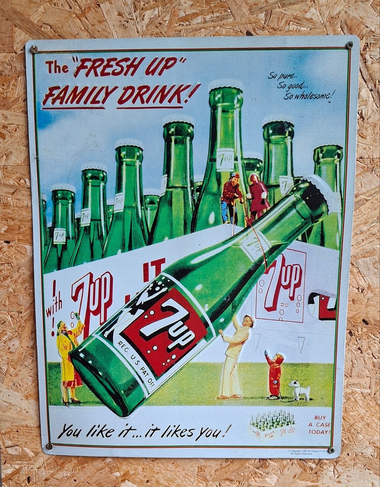 7UP Reclamebord - "Fresh Up Family Drink", Ophalen of Verzenden