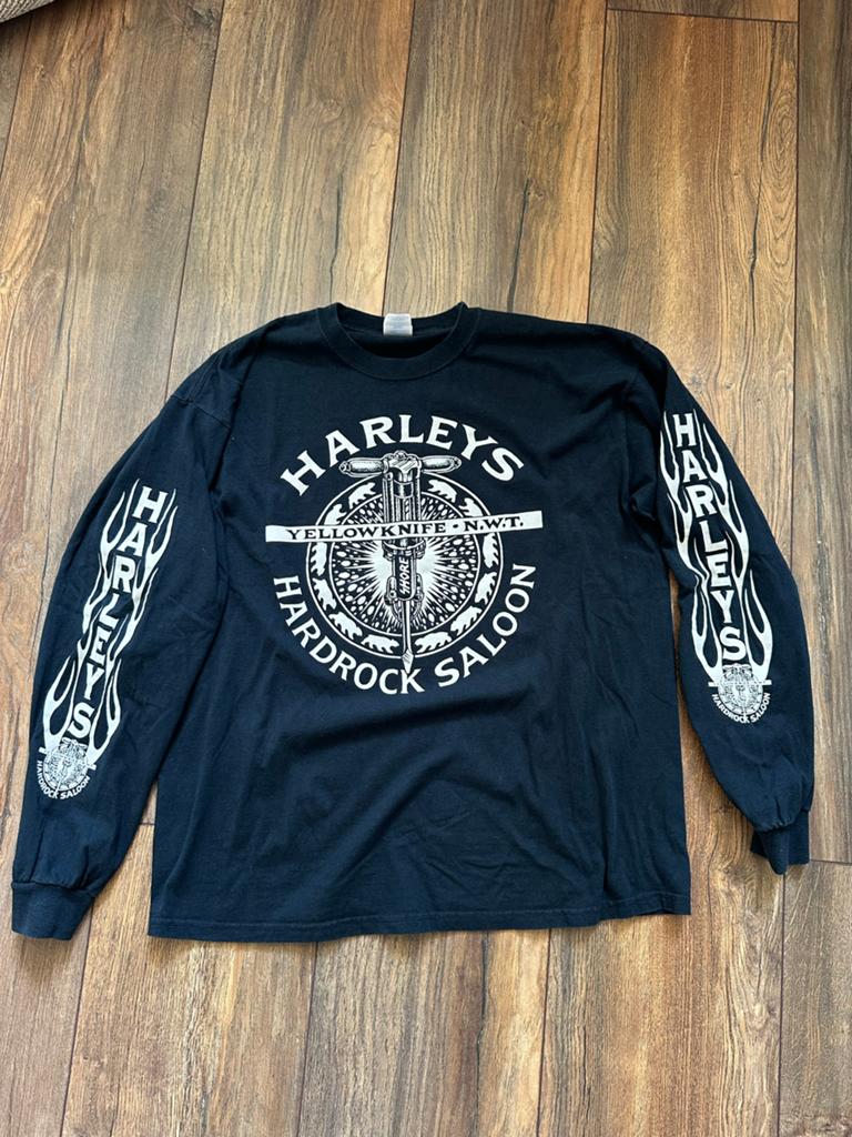 Harley's Hardrock Saloon Longsleeve T-shirt XL, Ophalen of Verzenden, Gedragen, Maat 56/58 (XL), Zwart