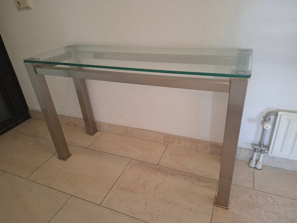 glazen bijzettafel, Huis en Inrichting, Tafels | Bijzettafels, Ophalen, 75 cm of meer, 60 cm of meer, Rechthoekig