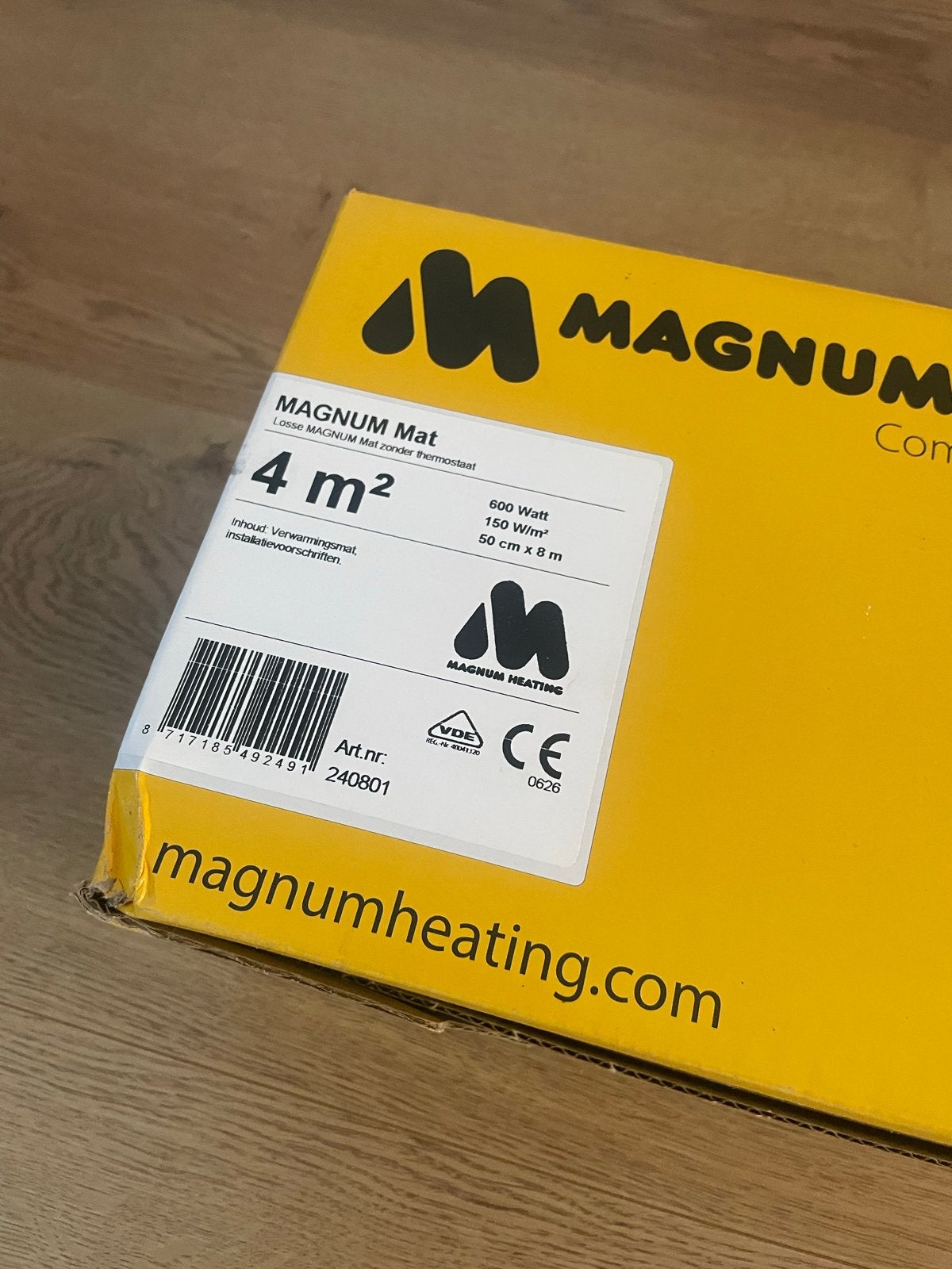 MAGNUM vloerverwarming mat elektrisch 4m² incl. thermostaat, 500 tot 800 watt, Minder dan 30 cm, Overige typen, Nieuw