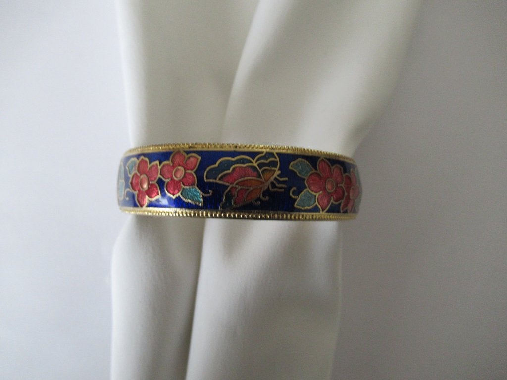 Armband/cloisonne emaille bloem/vlinders. Klapmodel, Sieraden, Tassen en Uiterlijk, Verzenden, Gebruikt, Overige kleuren, Overige materialen