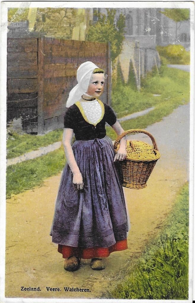 Veere, Walcheren, meisje, mand, klederdracht, Verzenden, 1920 tot 1940, Ongelopen, Zeeland