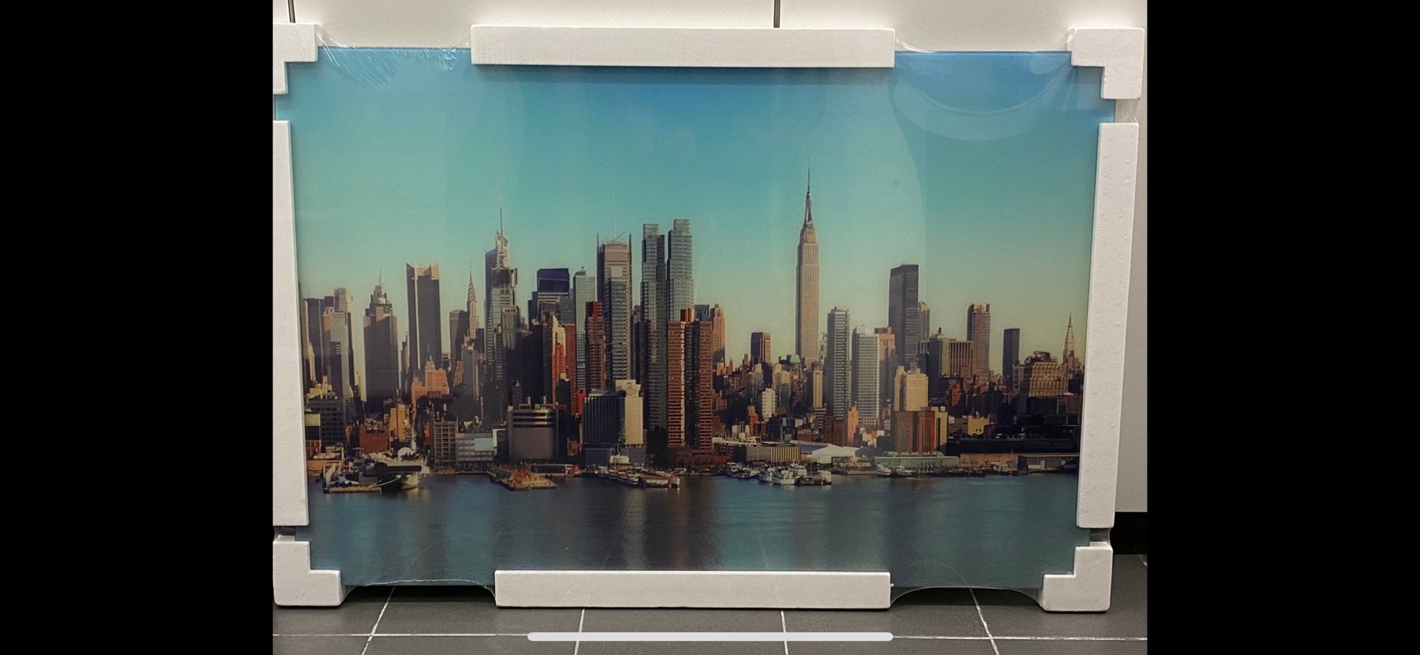 Glazenschilderij New York Skyline - 80x120cm, Ophalen, Zo goed als nieuw, Schilderij, 100 tot 125 cm