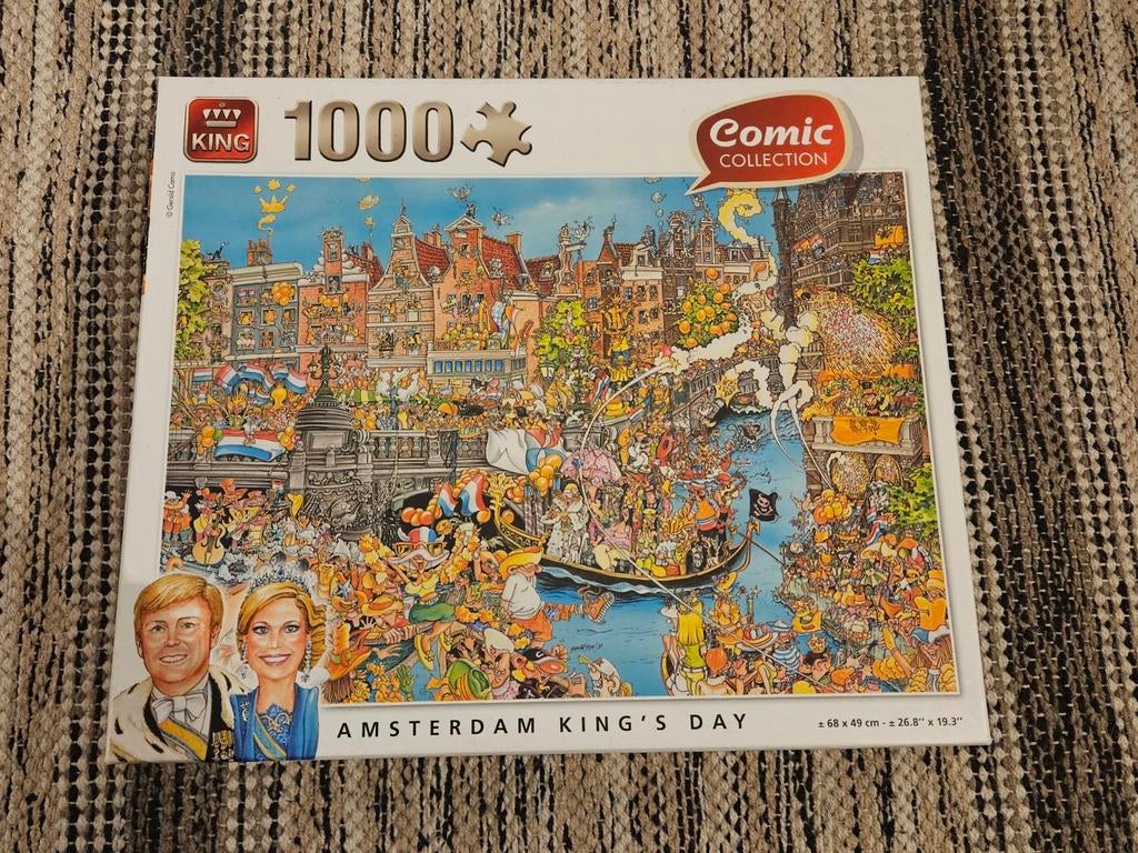 King Puzzel 1000 stukjes Amsterdam King's Day, Ophalen, Meer dan 50 stukjes, Zo goed als nieuw, 6 jaar of ouder