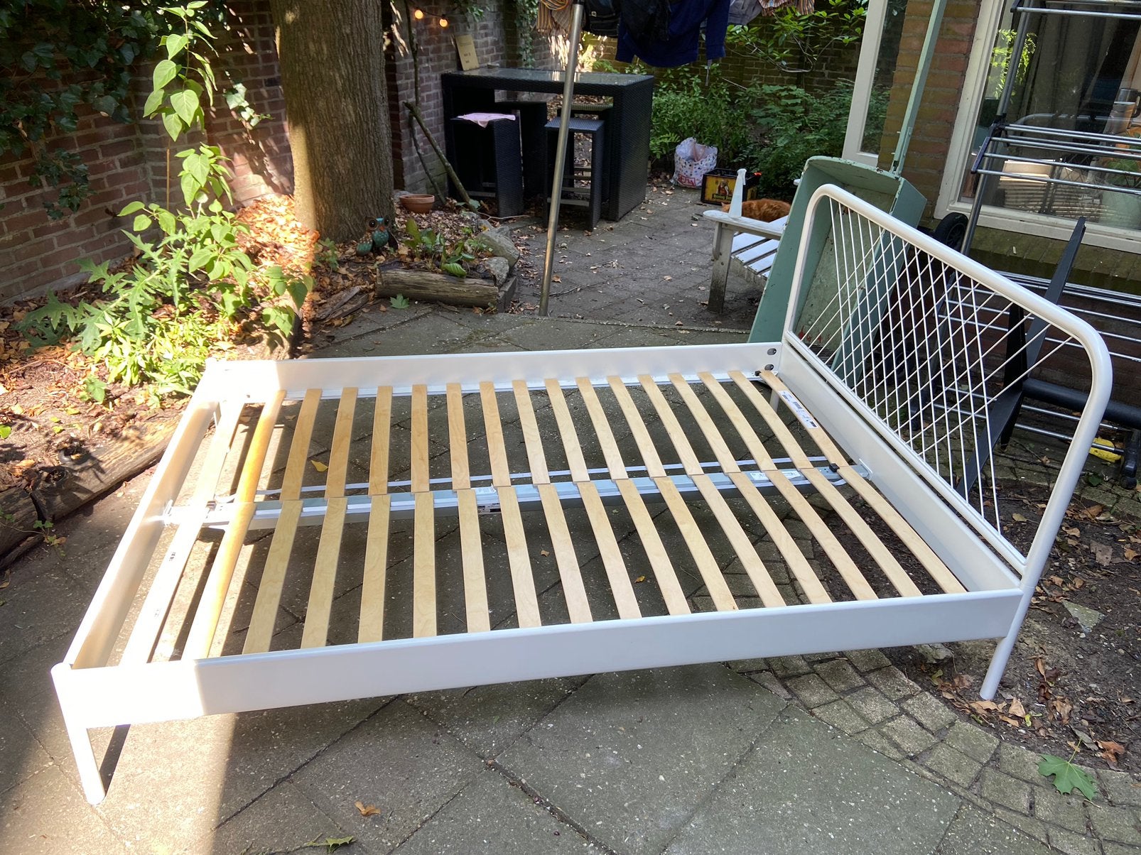 Ikea Nesttun bed wit 140x200, Ophalen, Wit, Tweepersoons, 140 cm