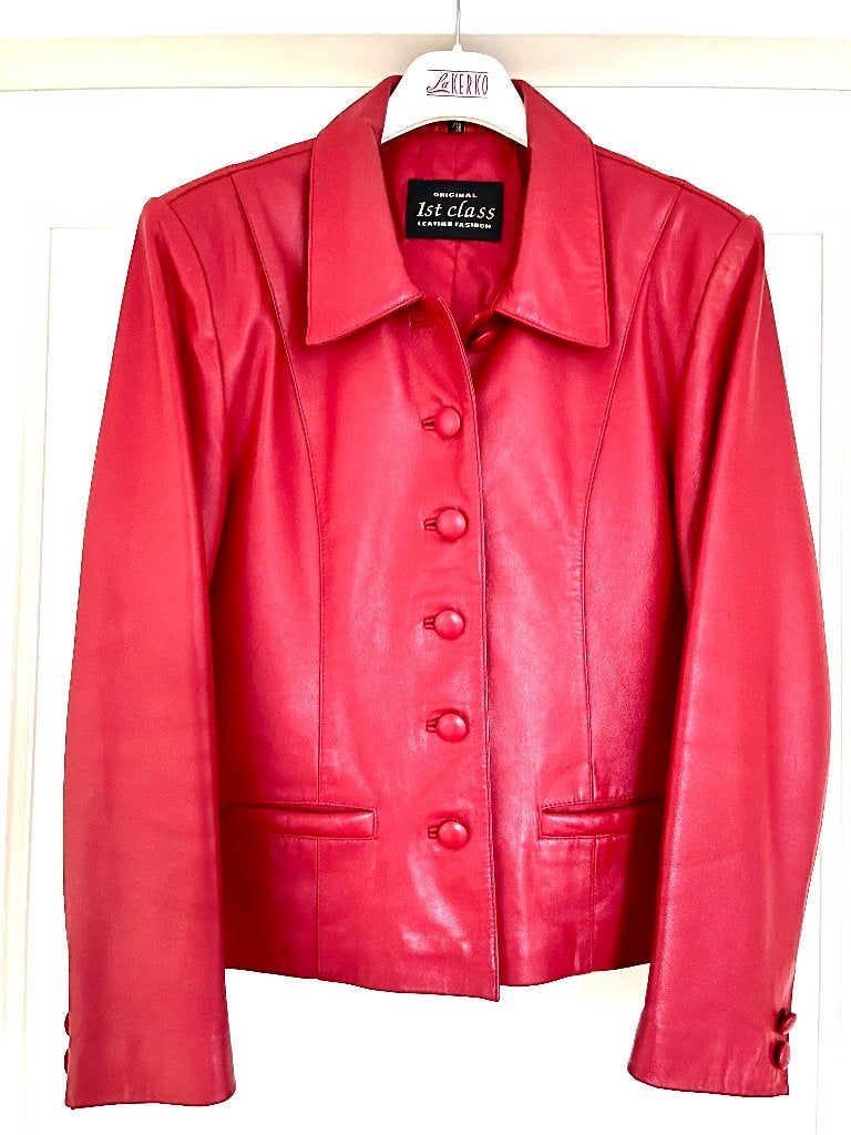 Vintage Rode Leren Jas - Zo Goed als Nieuw, Maat 38/40 (M), Ophalen of Verzenden, Zo goed als nieuw, 1st Class Leather Fashion