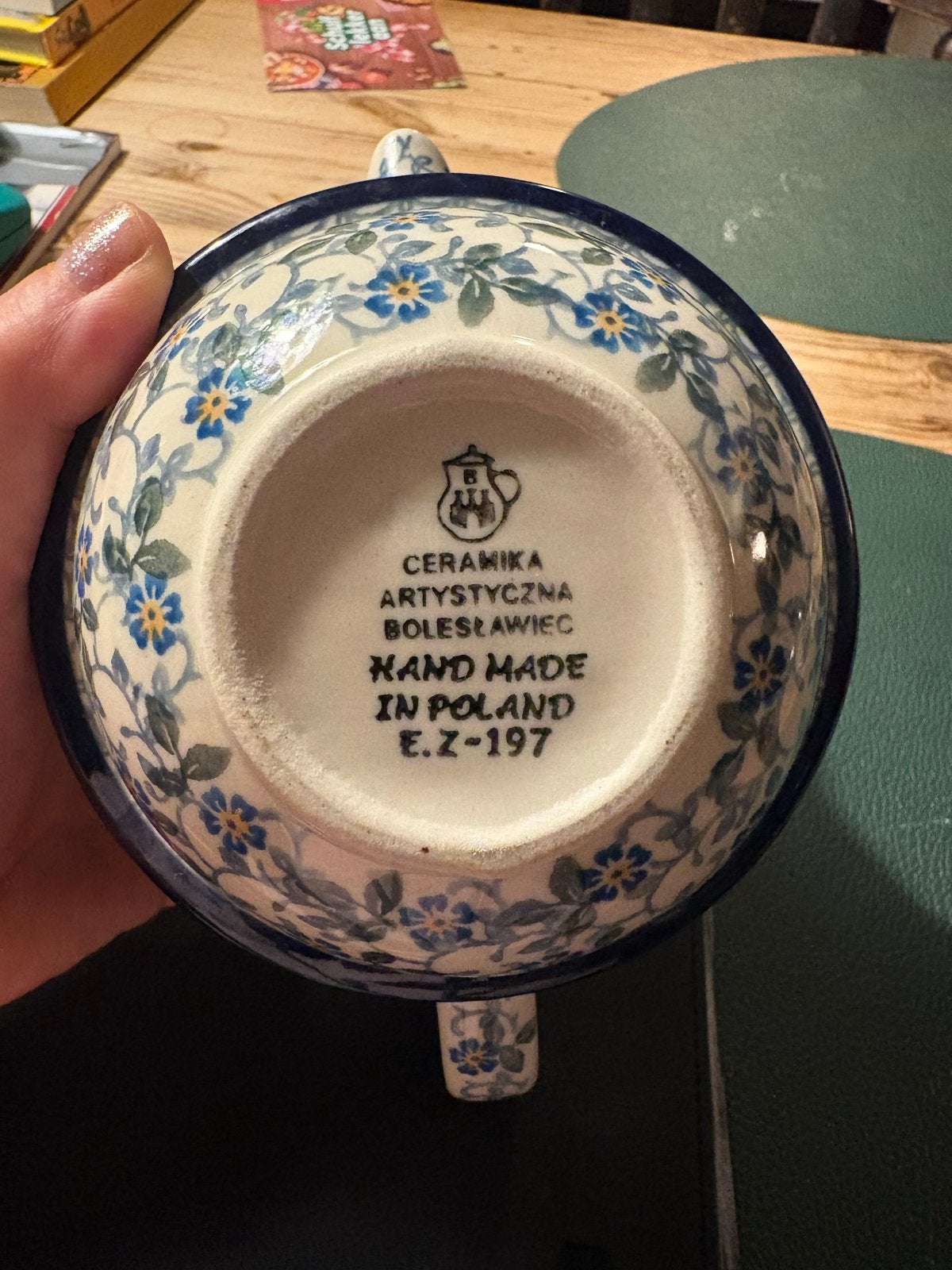 Bunzlau theepot 500 ml - Handgemaakt Pools aardewerk, Theepot/fluitketel, Blauw, Ophalen of Verzenden, Zo goed als nieuw