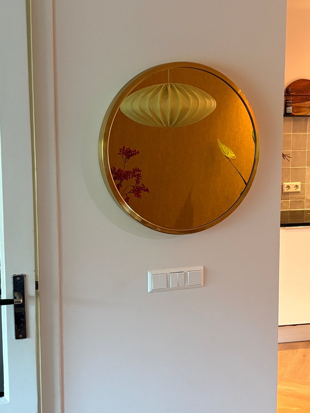 Spiegel, Ophalen, Minder dan 50 cm, Rond, Zo goed als nieuw