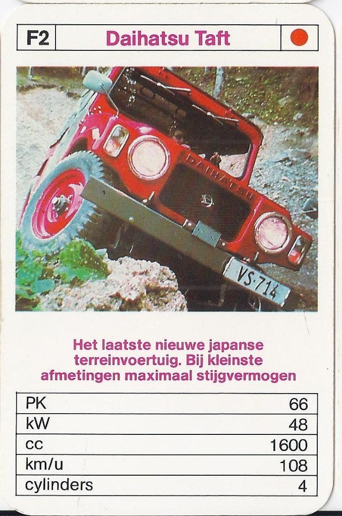 Kw4 autokaartje f2 daihatsu taft terreinwagen, Ophalen of Verzenden, Zo goed als nieuw, Auto's