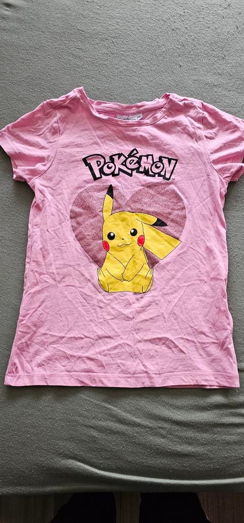 Roze Pokémon T-shirt met Pikachu - Maat 128, Ophalen, Gebruikt, Meisje, Shirt of Longsleeve