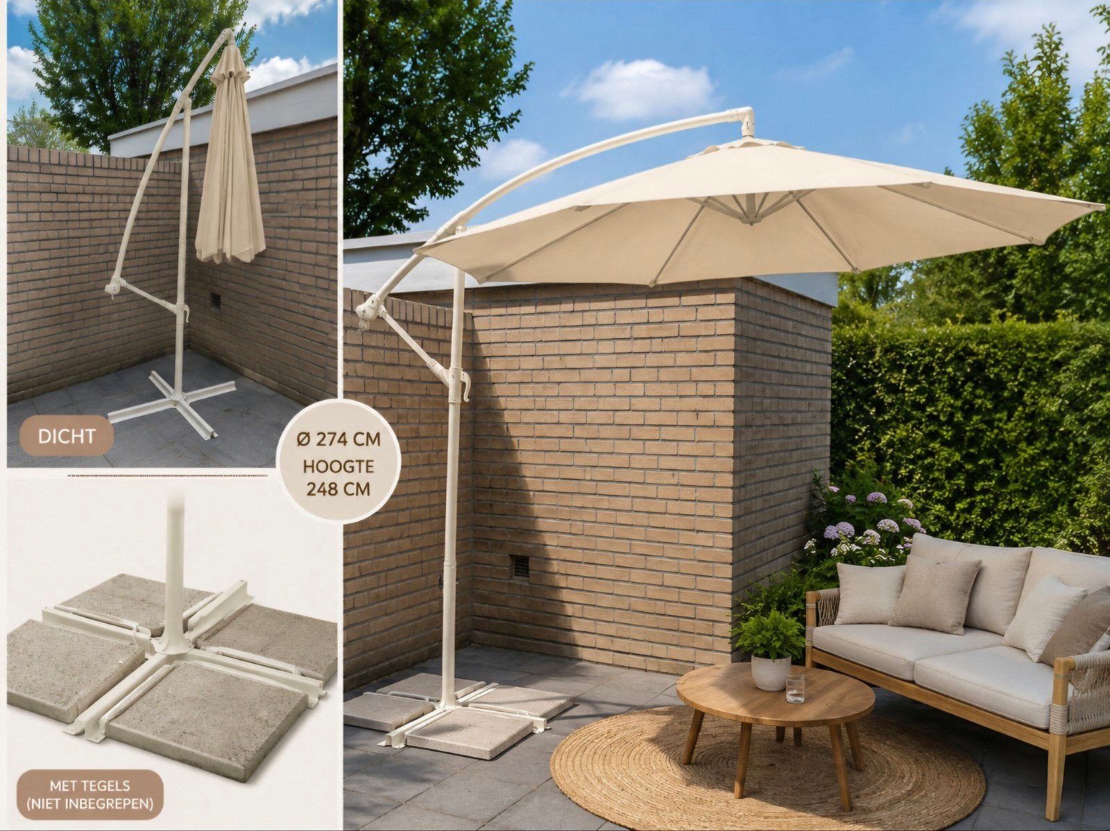 nieuwe hangparasol zand, Ophalen, Nieuw