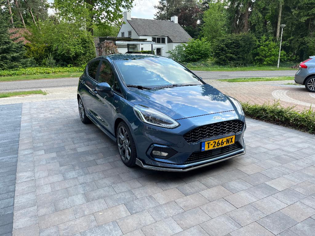 Ford Fiesta ST-Line 125pk 2018, Voorwielaandrijving, 125 pk, Blauw, Leder en Stof
