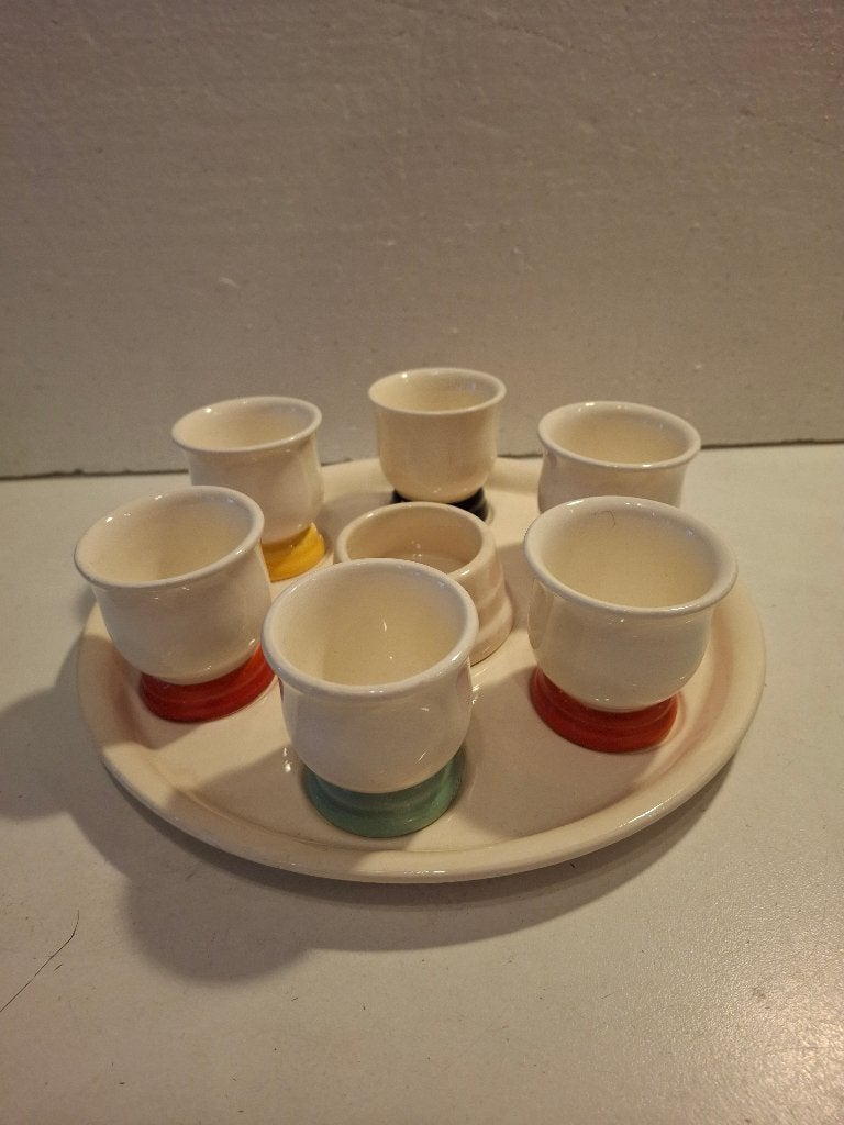 Societe Ceramique - mooi gekleurd compleet eiersetje, Ophalen of Verzenden