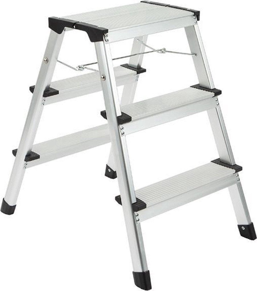 Huishoudtrap  Aluminium - 3 treden - kleine schade, Doe-het-zelf en Verbouw, Trap, Nieuw, Ophalen of Verzenden, Opvouwbaar of Inschuifbaar