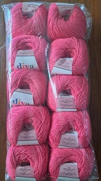Pakket Diva Garen met Katoen - 10 Bollen Roze, Ophalen of Verzenden, Zo goed als nieuw, Breien of Haken, Wol of Garen