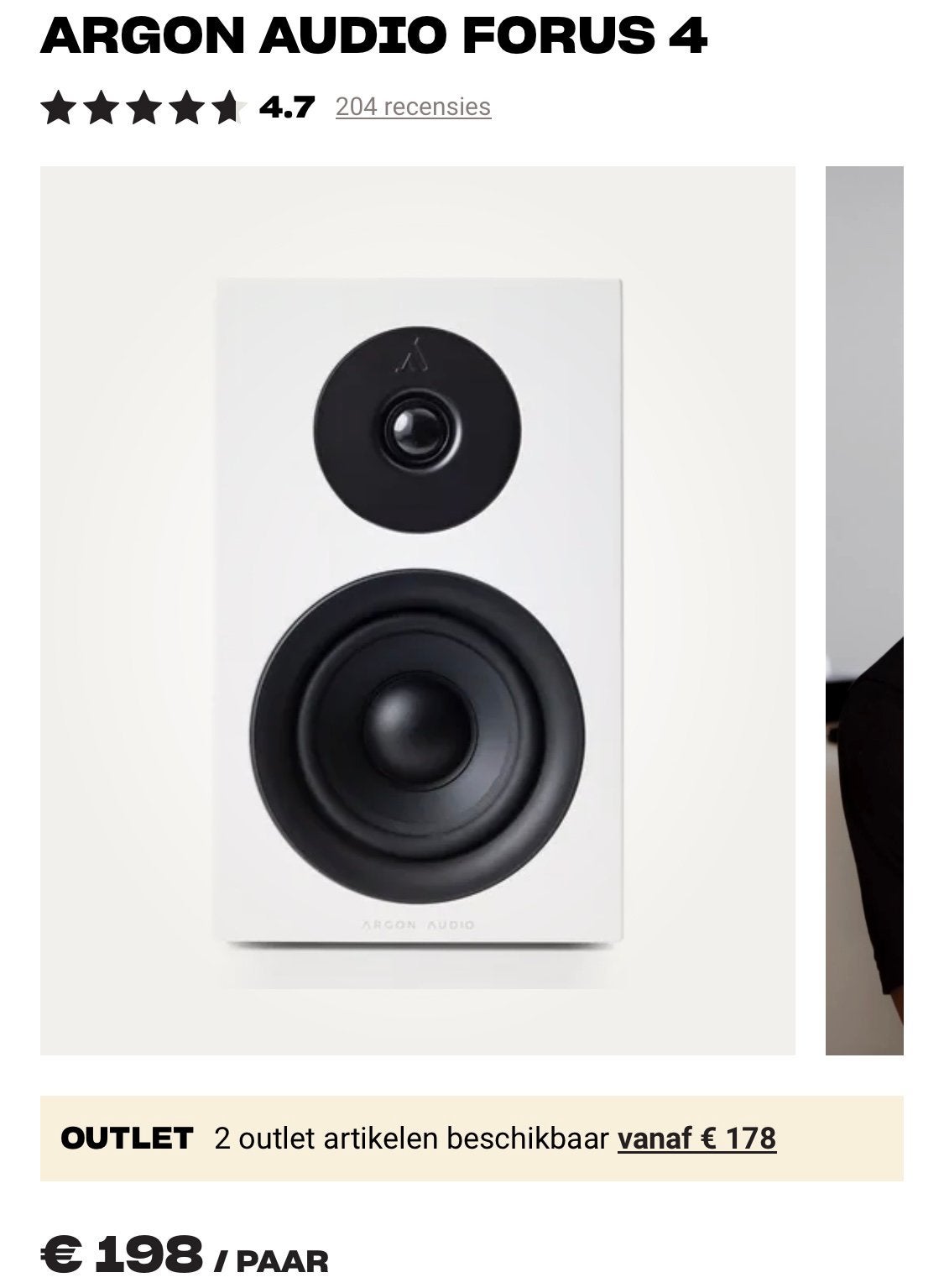 Argon audio forus 4 witte speaker, Zo goed als nieuw, Minder dan 60 watt, Front, Rear of Stereo speakers, Ophalen