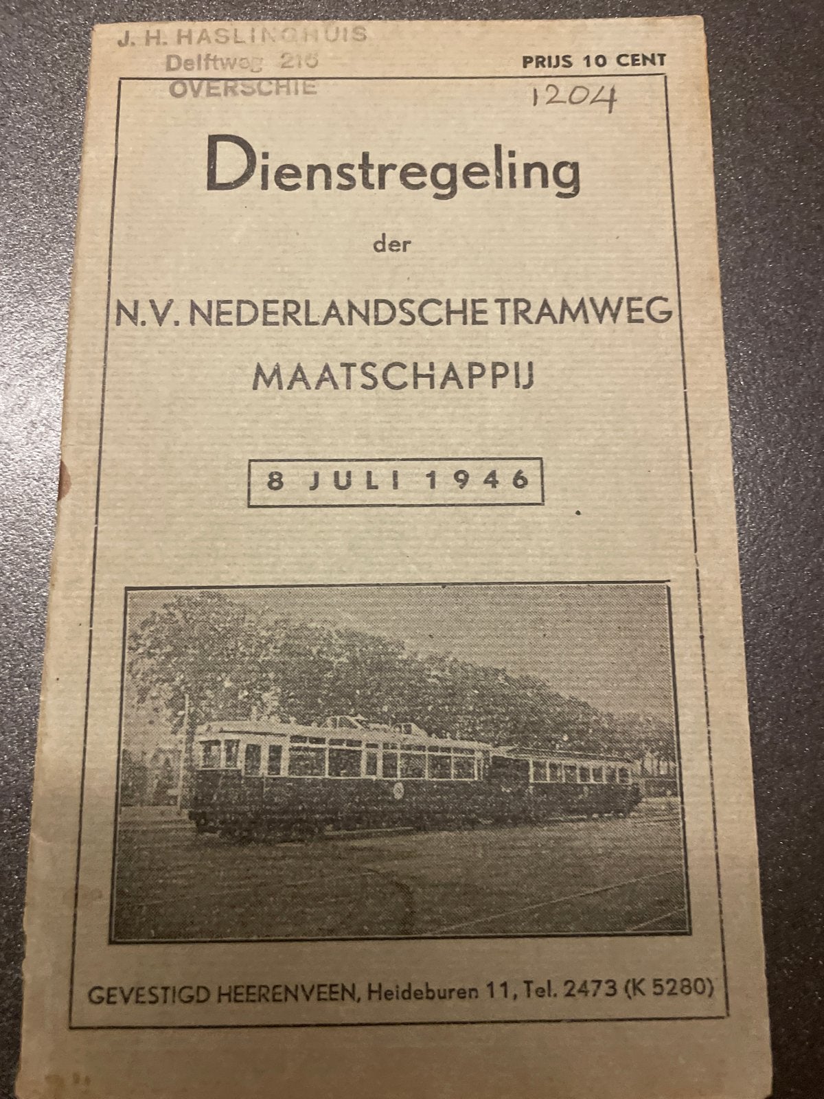 Dienstregeling N.V. Nederlandse Tramweg Maatschappij 1946, Ophalen of Verzenden, Overige typen
