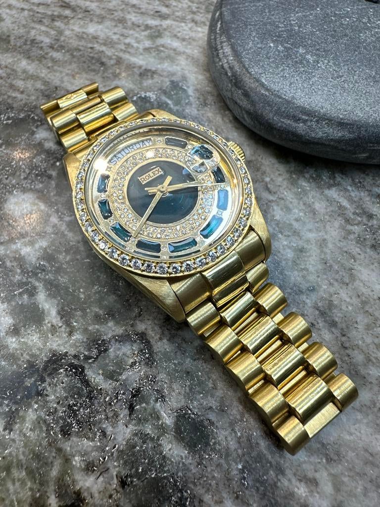 18K Gouden daydate met VVS diamanten | Geneve, Ophalen of Verzenden, Nieuw, Goud