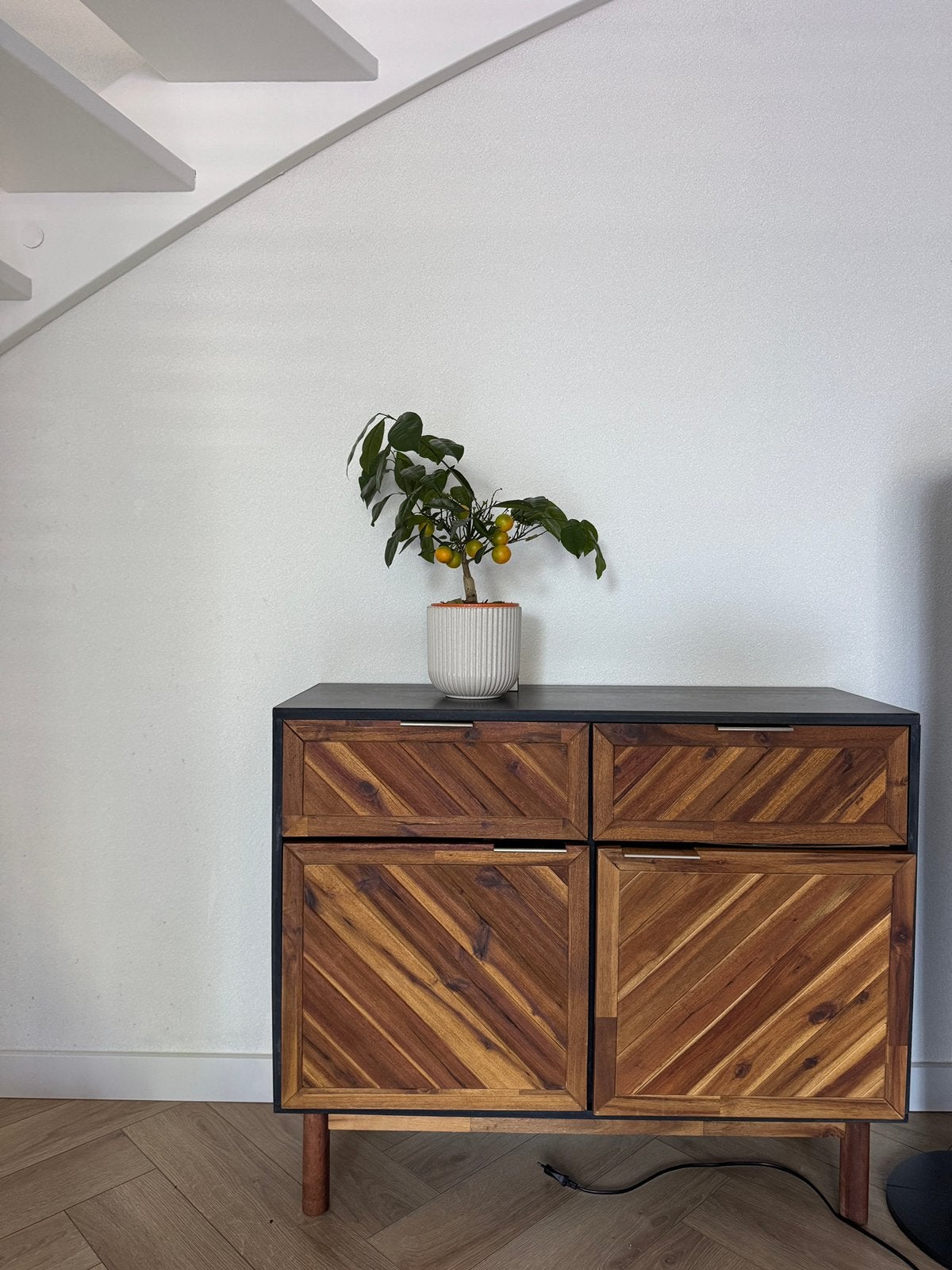 VidaXL Houten Kastje met mooi motief, Huis en Inrichting, Kasten | Dressoirs, Ophalen, Gebruikt, 50 tot 100 cm, 25 tot 50 cm