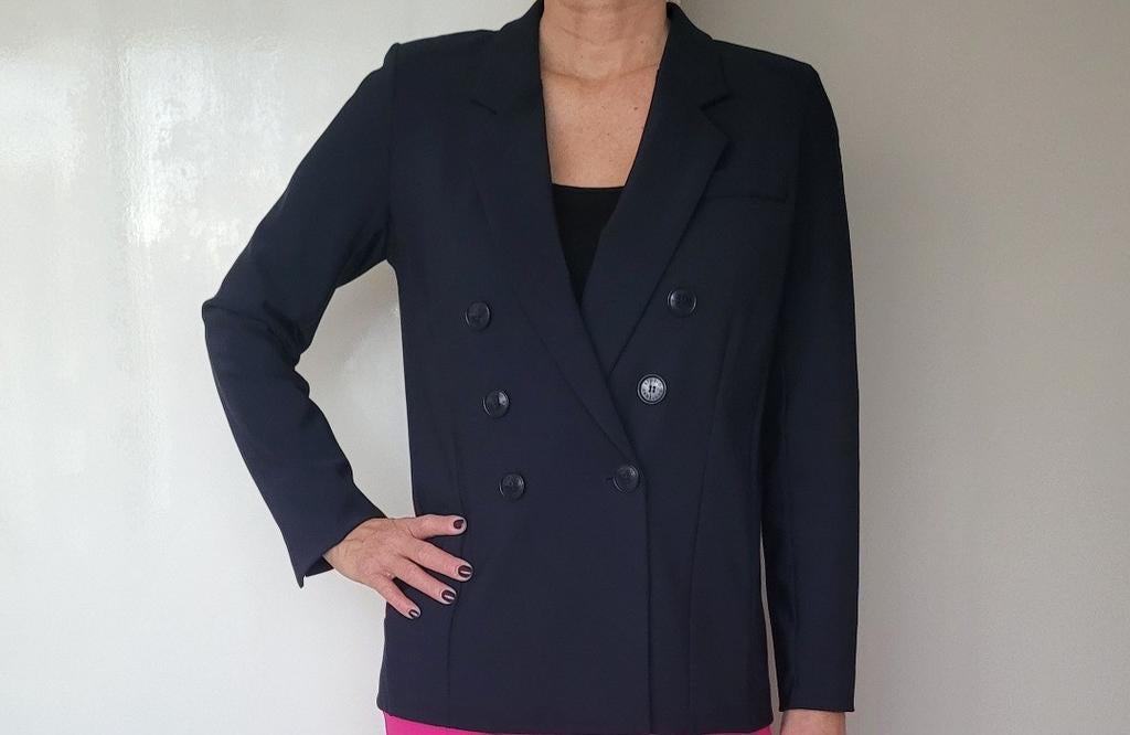 Studio Anneloes blazer S Donkerblauw Travelstof Colbert, Studio Anneloes, Blauw, Ophalen of Verzenden, Zo goed als nieuw
