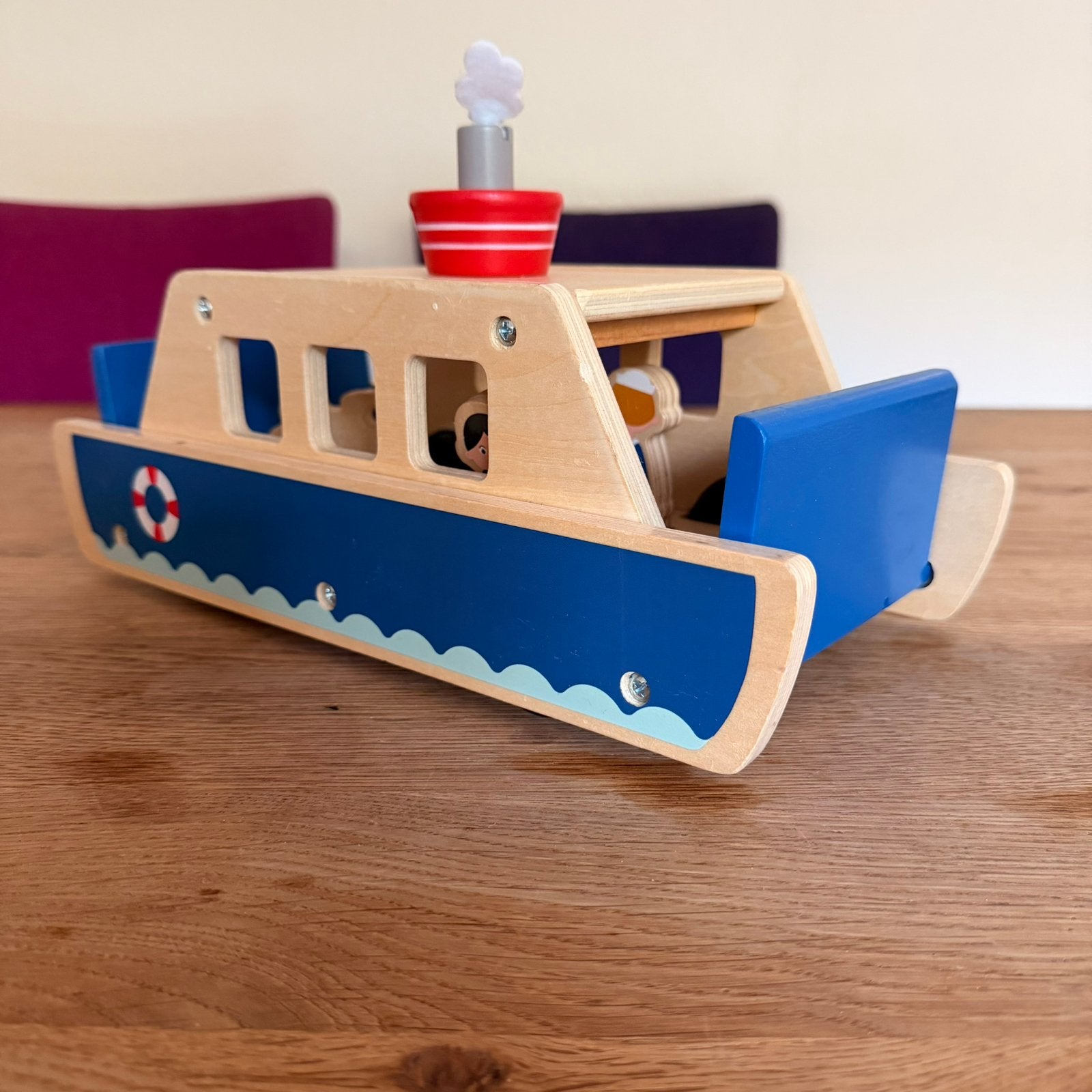 Houten veerpont/boot speelgoed van HEMA, Kinderen en Baby's, Ophalen, Zo goed als nieuw, Duw- of Trekspeelgoed