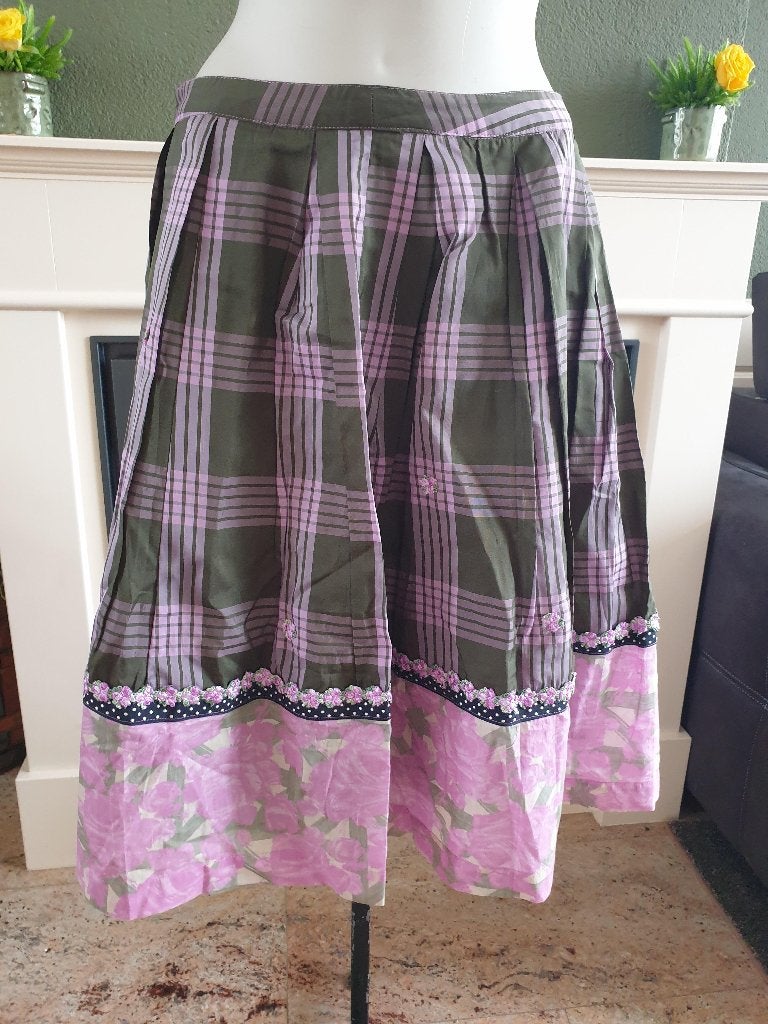 Noa Noa lieflijk groen oud roze rokje rok S 36, Kleding | Dames, Zo goed als nieuw, Knielengte, Maat 36 (S), Groen