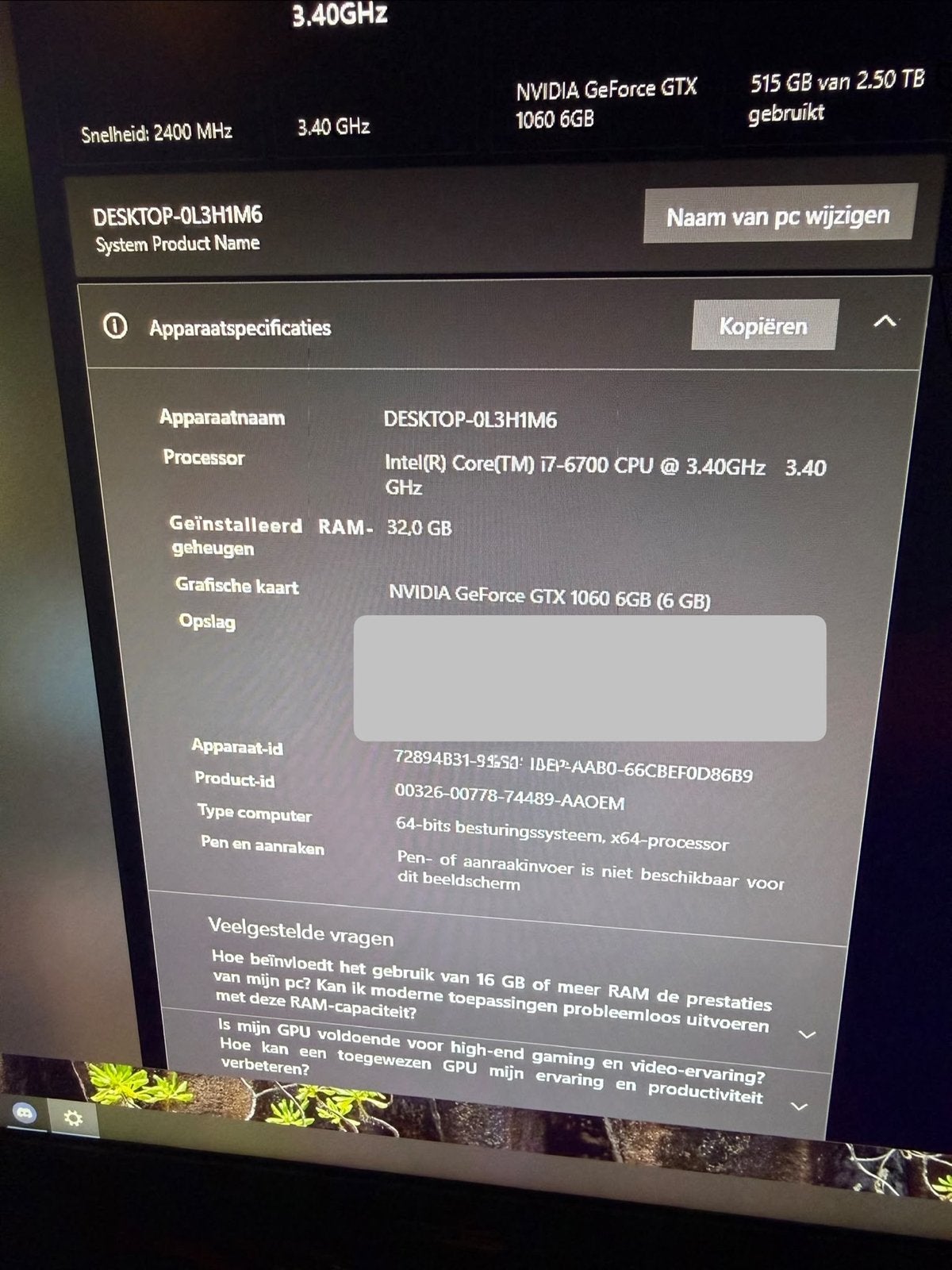 Gaming PC Intel i7-6700 CPU, 32GB RAM, GTX 1060 6GB, Computers en Software, 32 GB, Ophalen of Verzenden, Zo goed als nieuw, Gaming