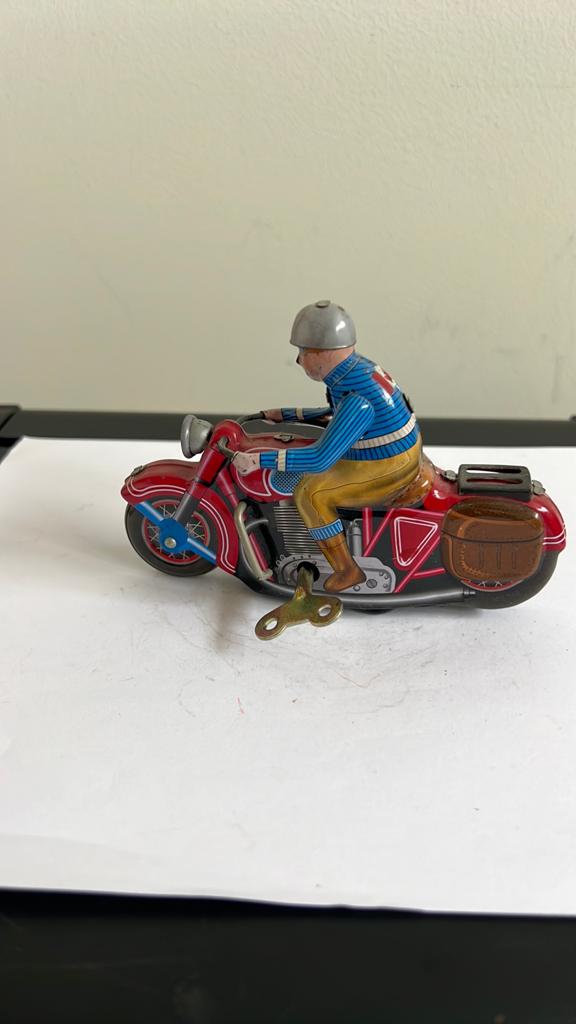 Vintage Blikken Opwindmotor Motorfiets met Sleutel, Ophalen of Verzenden